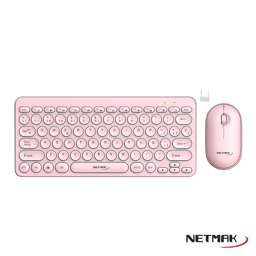 TECLADO + MOUSE INALAMBRICO KB850 ROSA - NETMAK