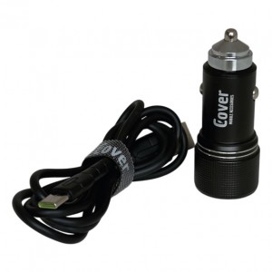 CARGADOR AUTO METAL + CABLE TIPO C COVER® A91