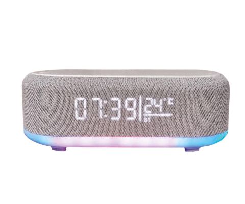 RELOJ DESPERTADOR CON PARLANTE + CARGA INALAMBRICA NETMAK