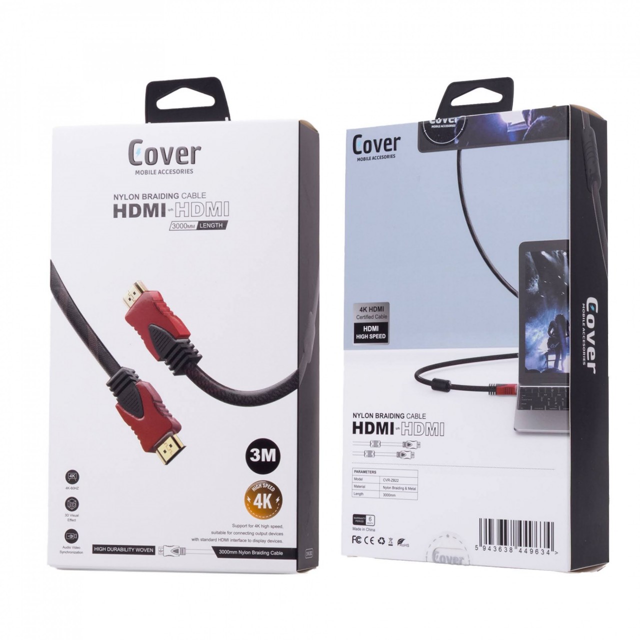 CABLE HDMI 3 METROS 4K COVER® ZB22