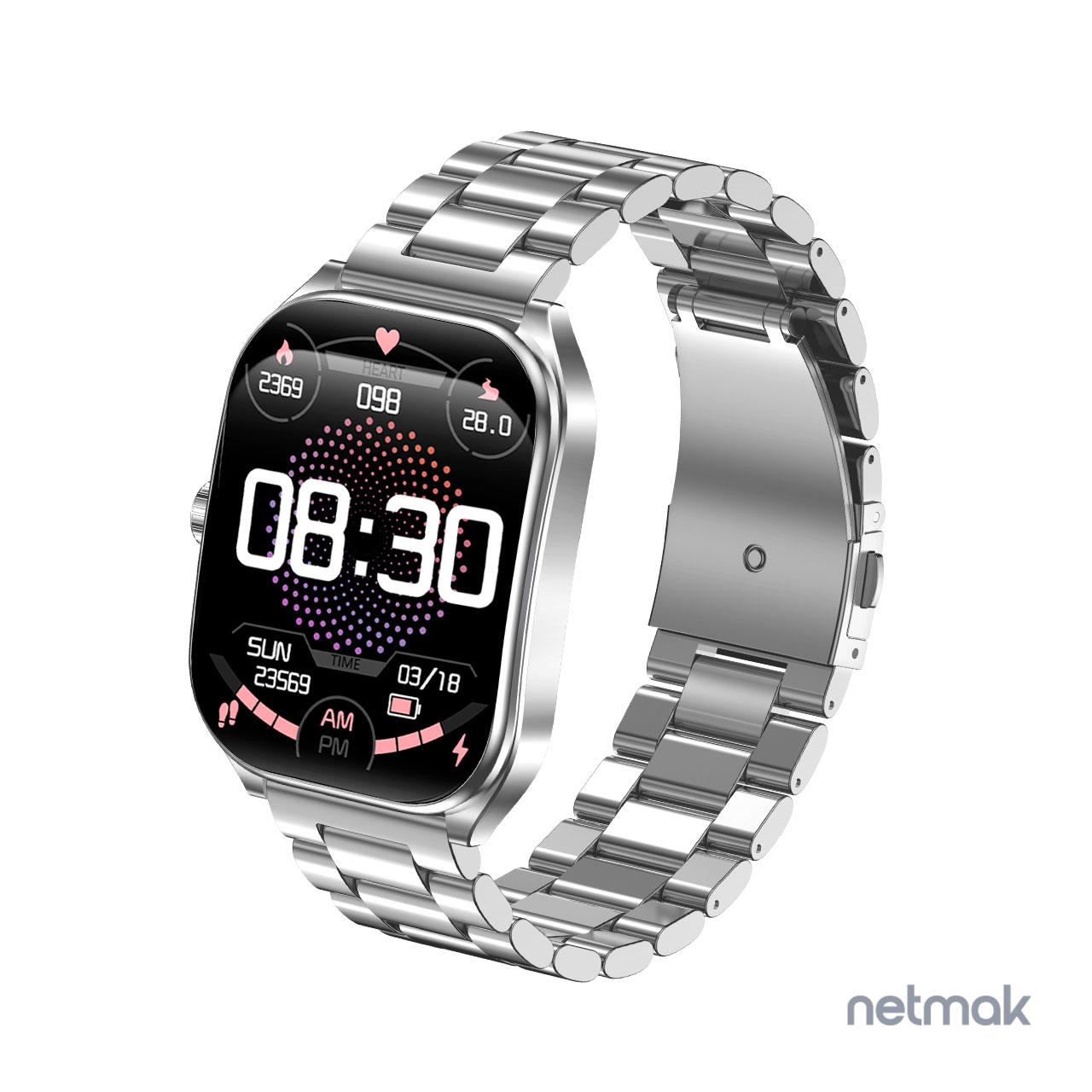 RELOJ SMARTWACTCH NETMAK CURVO DYNAMIC PLATEADO