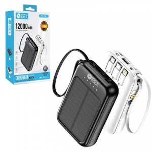 POWER BANK CON CARGA SOLAR 12000 MAH - IBEK PD M10