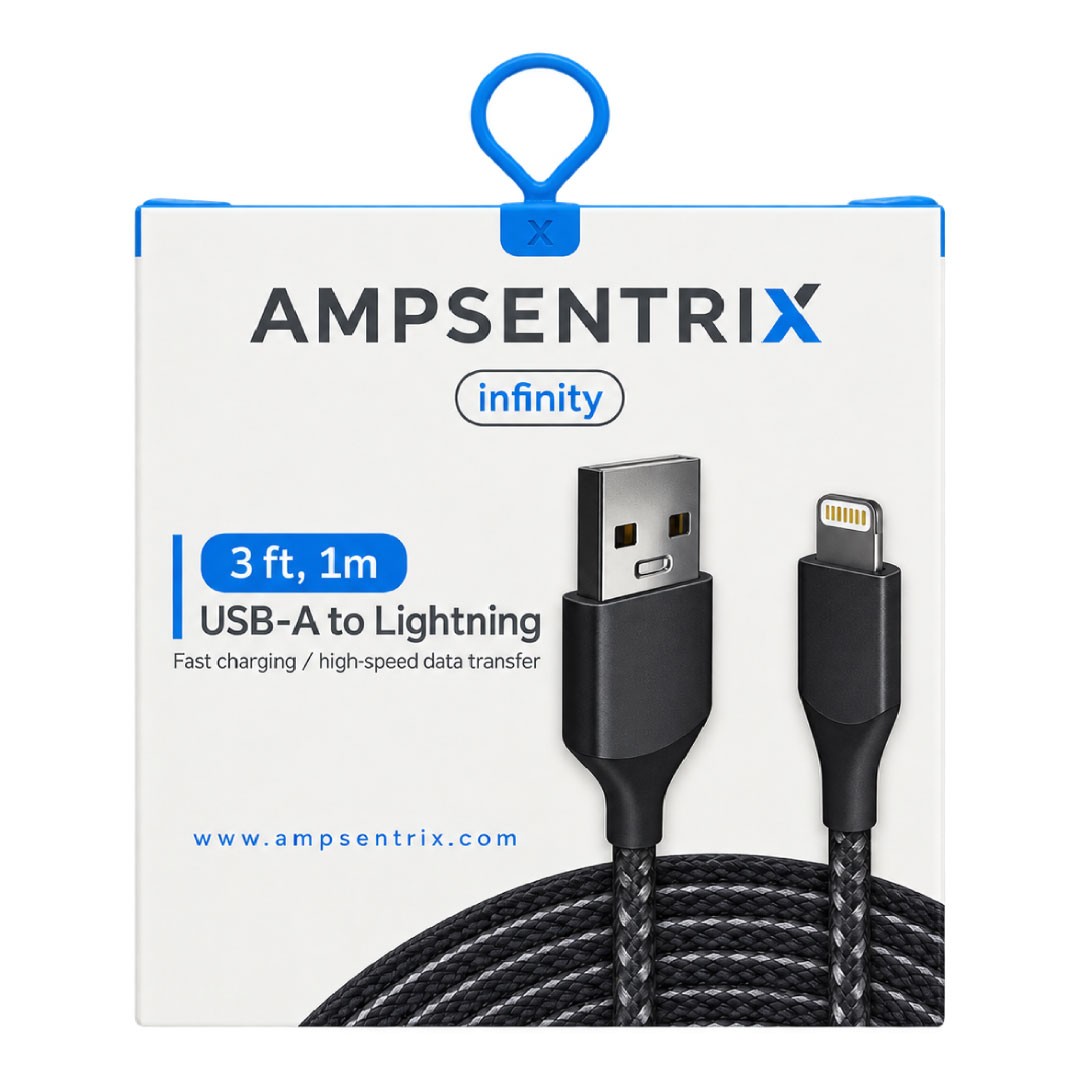 CABLE USB A LIGHTNING 1 METRO AMPSENTRIX 