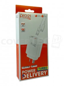 CARGADOR 20W PRO 21 PD USB A+C CON CABLE TIPO C A TIPO C