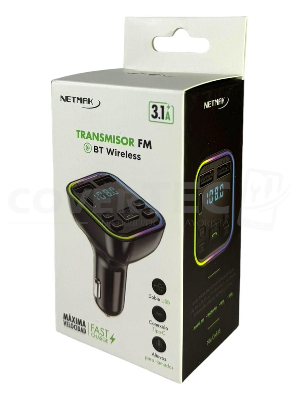 TRANSMISOR FM BLUETOOTH CON PUERTO TIPO C CARGADOR