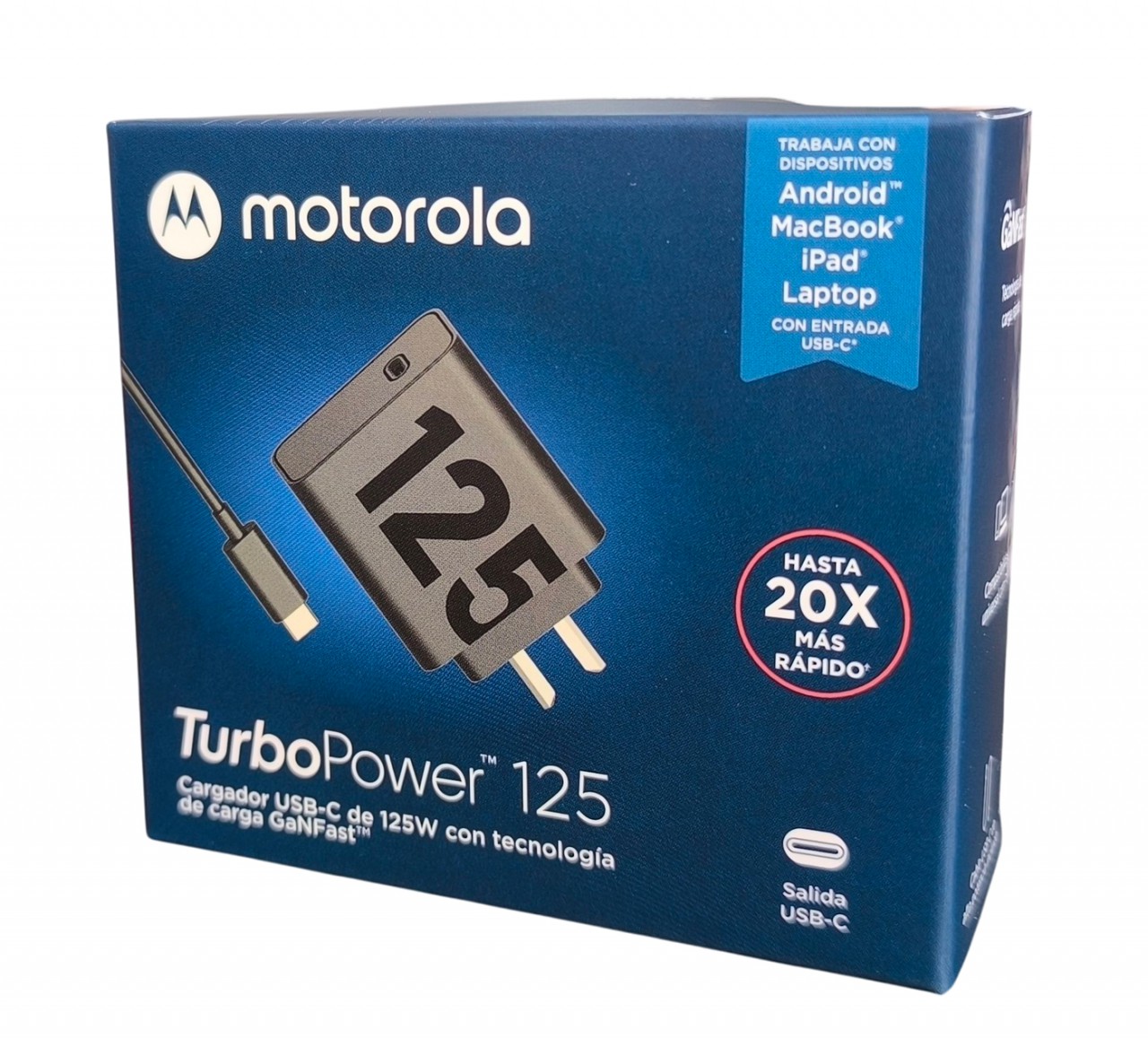 CARGADOR DE PARED MOTOROLA 100% ORIGINAL 125W CON CABLE TIPO C - C