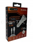 CARGADOR DE AUTO 4,2 AMP CABEZAL DOBLE USB + CABLE TIPO C