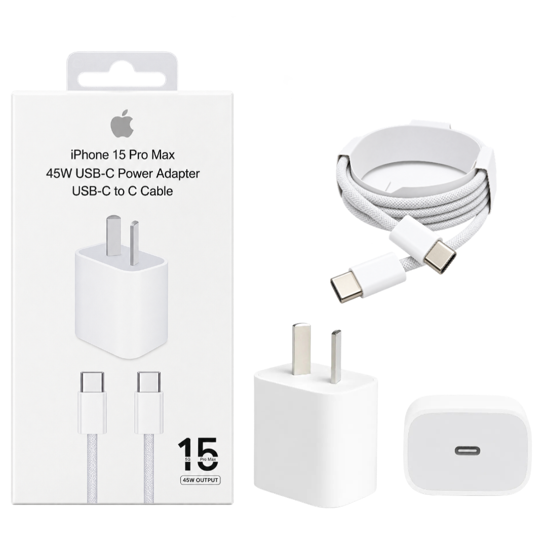 CARGADOR TIPO C A TIPO C APPLE IPHONE 45W CAJA BLANCA