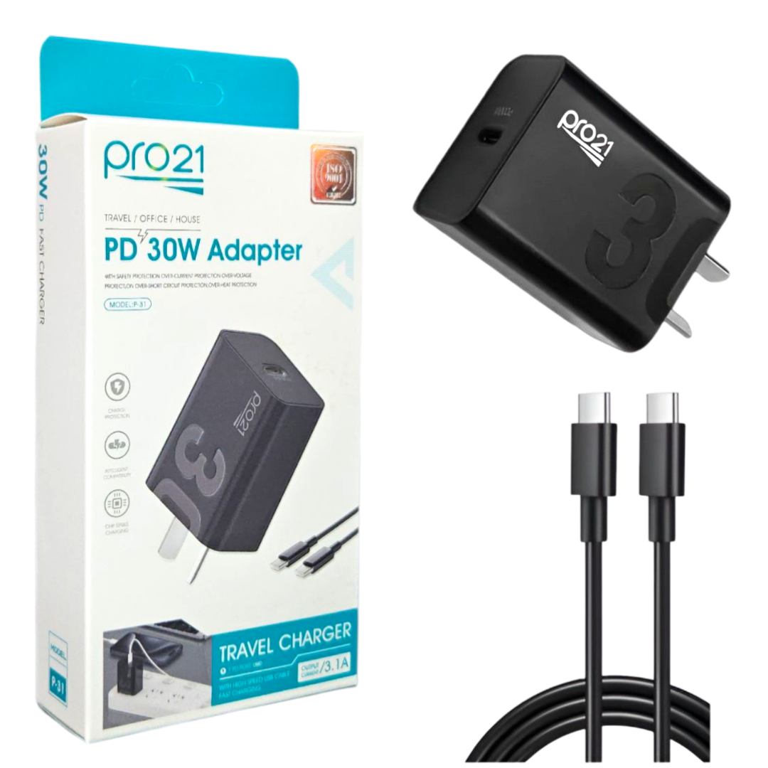CARGADOR PRO 21 TURBO PD 30W USB C + CABLE C A C