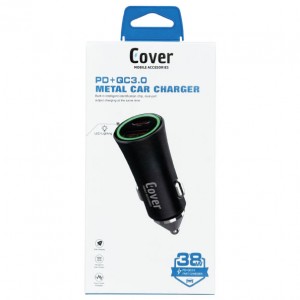 CARGADOR DE AUTO METAL + CABLE TIPO C A TIPO C COVER® A108