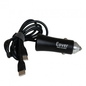 CARGADOR DE AUTO METAL + CABLE TIPO C A TIPO C COVER® A108
